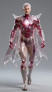 Male Superhero Striking Male Form In Semi Transparent