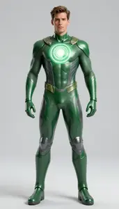 Male Superhero Striking Male Form In Smooth Reflective
