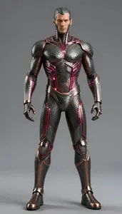 Male Superhero Striking Male Form In Woven Metal Fiber