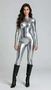 Woman Superhero She Wears A Suit Of Sleek Silver Scales That
