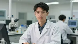 Feed Mill Lab Technician Stock Photo