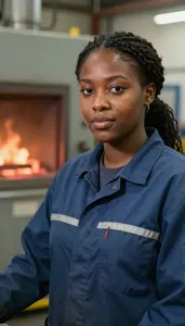 Female Heat Treating Furnace Tender Professional Stock Photo