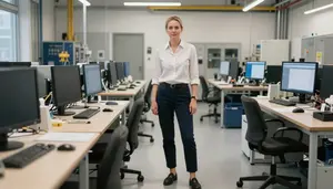 Female Nuclear Steam Supply System Engineer Portrait Stock Photo
