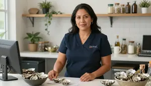 Female Oyster Buyer Stock Photo
