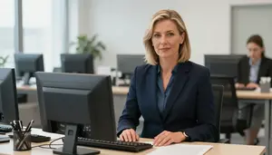 Female Securities Teller Professional Stock Image