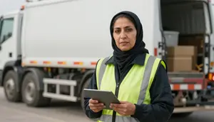 Female Solid Waste Collector Professional Stock Photo
