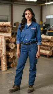 Female Timber Harvester Operator Professional Stock Photo