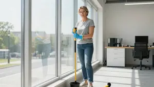 Female Window Cleaner Professional Stock Image