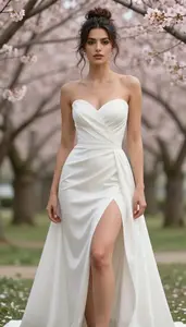 Glamorous Woman In High Low Formal Gown