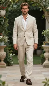 Handsome Western European Man In Linen Suit