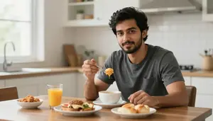 Male Breakfast Cook Stock Photo