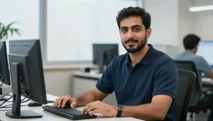 Male Health Information Systems Technician Stock Photo