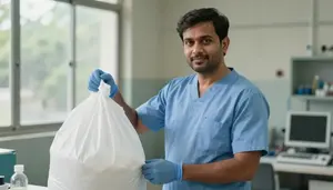 Male Infectious Waste Technician Professional Stock Image