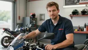 Male Motorcycle Repairer Portrait Stock Photo