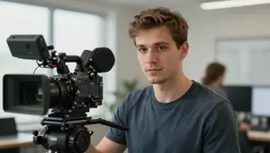 Male Movie Shot Camera Operator Portrait Stock Photo
