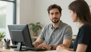 Male Parts Counter Clerk Stock Photo