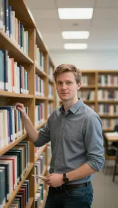 Male School Librarian Stock Photo