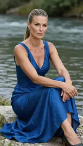 Nordic Woman Woman In Mid 30s Peacock Blue Dress