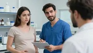 Surgical Technician Explaining Diagnosis Healthcare Stock Photo