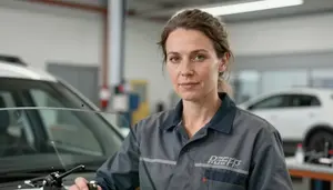 Female Auto Glass Mechanic Professional Stock Image