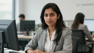 Female Corporate Securities Research Analyst Portrait Stock Photo
