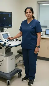 Female Diagnostic Medical Sonographers Portrait Stock Photo