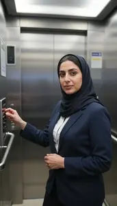 Female Elevator Adjuster Portrait Stock Photo