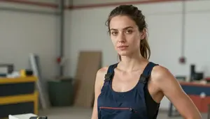 Female Hot Tar Roofer Helper Professional Stock Image