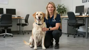 Female Licensed Guide Dog Instructor Stock Photo