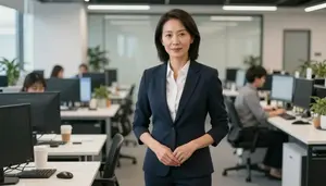Female Market News Reporter Professional Stock Image
