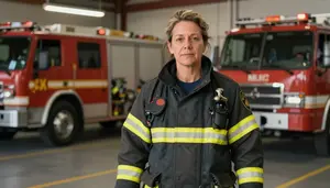 Female Municipal Firefighter Portrait Stock Photo