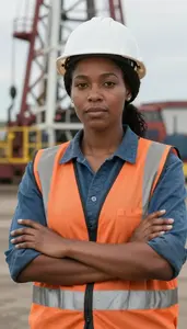 Female Oil Rig Driller Professional Stock Image