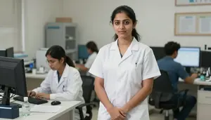 Female Public Health Sanitarian Technician Professional Stock Image