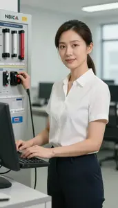 Female Steam And Power Panel Operator Stock Photo