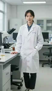 Female Swine Genetics Researcher Stock Photo