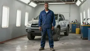 Male Auto Body Worker Portrait Stock Photo