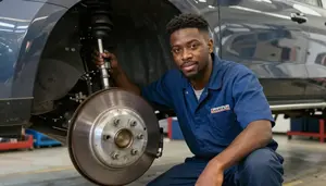 Male Automotive Brake Specialist Professional Stock Image