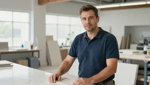 Male Ceramic Tile Installer Professional Stock Image