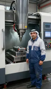 Male Computer Numerically Controlled Cnc Milling Machine Operator Stock Photo