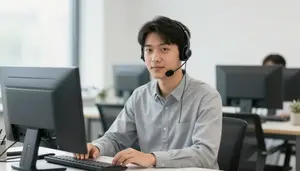 Male Customer Service Correspondence Clerk Professional Stock Photo