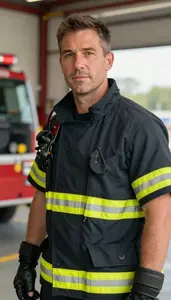 Male Firefighters Portrait Stock Photo