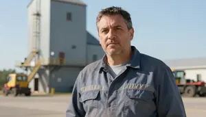 Male Grain Elevator Operator Portrait Stock Photo