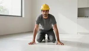 Male Hard Tile Setter Professional Stock Image