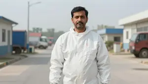 Male Hazmat Technician Portrait Stock Photo