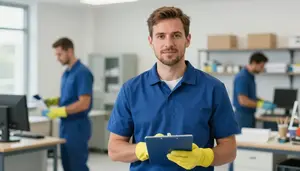 Male Janitors And Building Cleaners Professional Stock Image