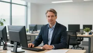 Male Land Leasing Information Clerk Portrait Stock Photo