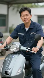 Male Motor Scooter Mechanic Portrait Stock Photo