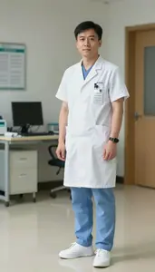 Male Nuclear Cardiology Technologist Stock Photo