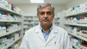 Male Pharmacist Technician Portrait Stock Photo