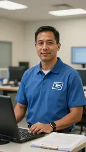 Male Postal Service Clerk Portrait Stock Photo
